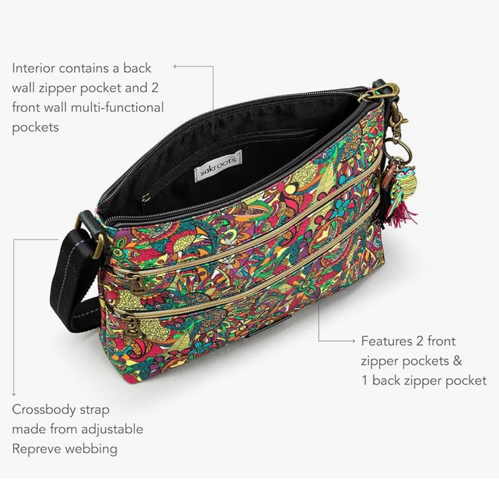 ๐ SAKROOTS ARTIST CIRCLE CROSSBODY BAG IN RAINBOW SPIRIT DESERT NWOT - Picture 7 of 10